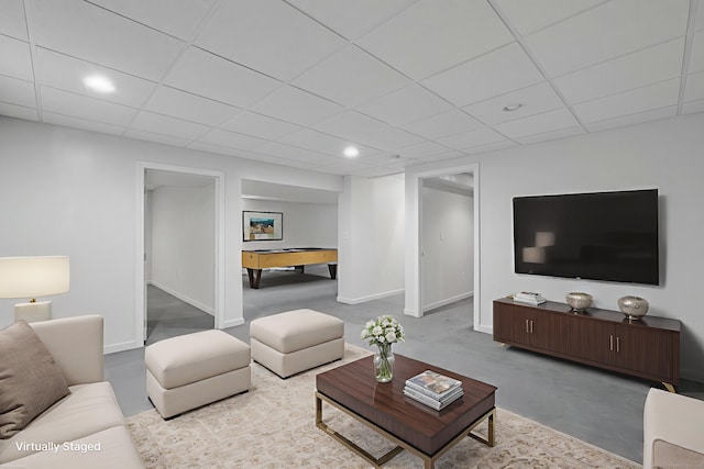 14 Ross Way Unit 14, Windsor Locks, CT 06096 - living room featuring a paneled ceiling, billiards, and recessed lighting