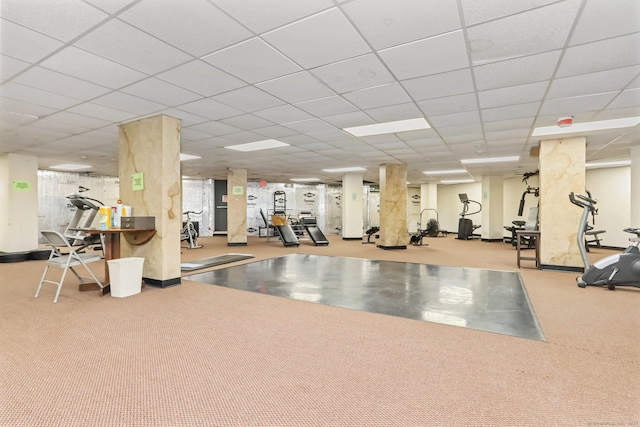 71 Strawberry Hill Ave Apt 1002, Stamford, CT 06902 - workout area with a drop ceiling and carpet flooring