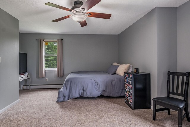 309 Russo Dr, Hamden, CT 06518 - bedroom featuring baseboard heating, carpet floors, and ceiling fan