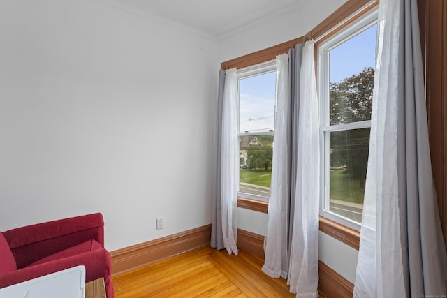 135 W Thames St, Norwich, CT 06360 - living area featuring light wood-style floors and ornamental molding