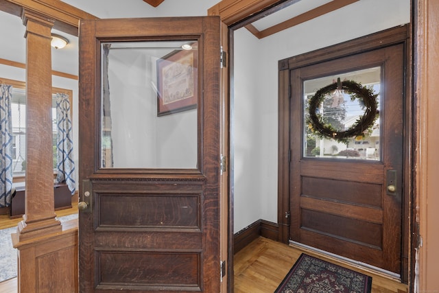 135 W Thames St, Norwich, CT 06360 - foyer entrance featuring wood finished floors and ornate columns