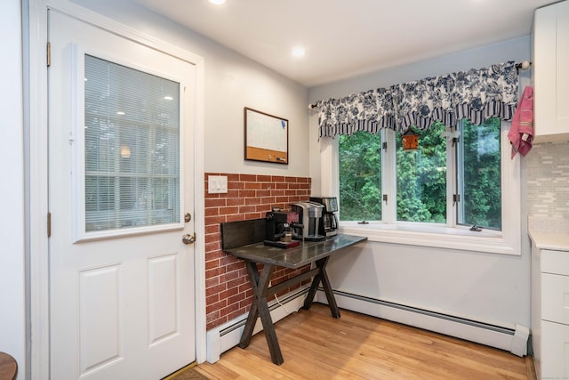 244 Stanwood Dr, New Britain, CT 06053 - office space with a wood stove, light wood-type flooring, and recessed lighting