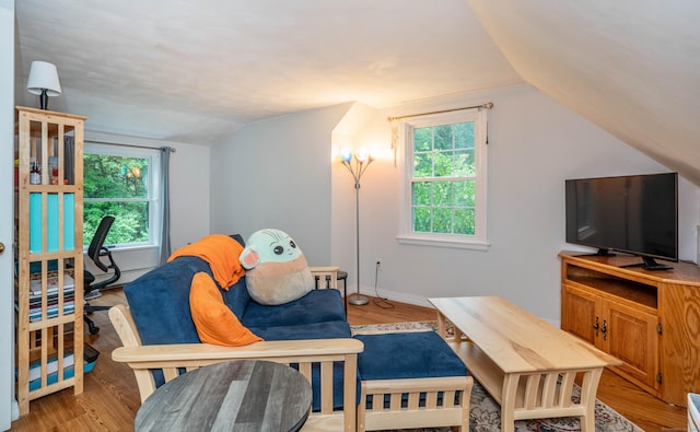 244 Stanwood Dr, New Britain, CT 06053 - living room with lofted ceiling, healthy amount of natural light, and light wood-style floors