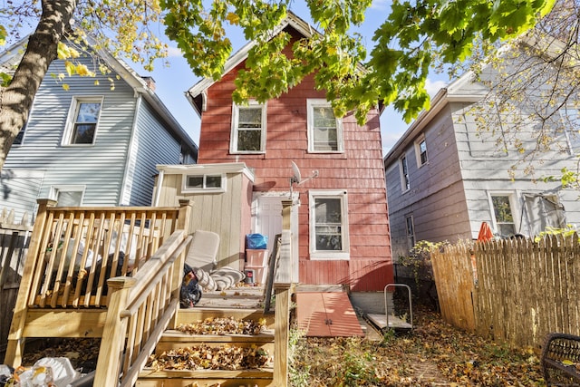 666 Orchard St, New Haven, CT 06511 - back of property with a wooden deck