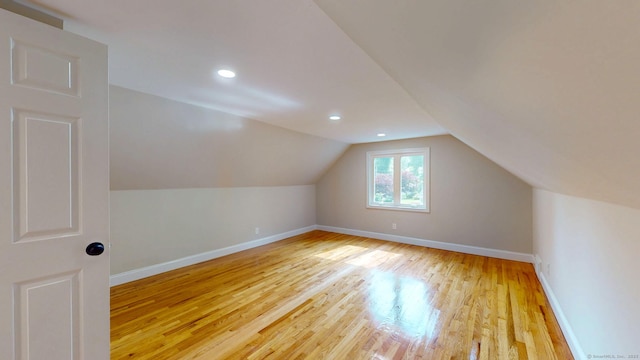 32 Miles Standish Dr, West Hartford, CT 06107 - additional living space featuring light wood-style flooring, lofted ceiling, and recessed lighting