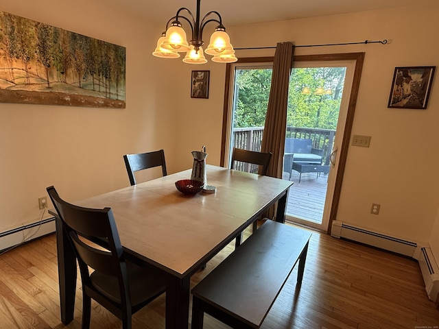 175 Luna Trail Ext, Southbury, CT 06488 - dining area featuring wood finished floors, a chandelier, and a baseboard heating unit