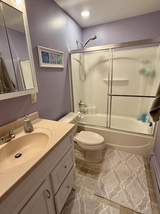 175 Luna Trail Ext, Southbury, CT 06488 - full bathroom with a baseboard heating unit, vanity, and combined bath / shower with glass door