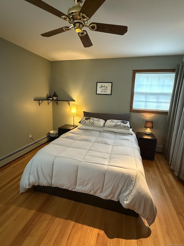 175 Luna Trail Ext, Southbury, CT 06488 - bedroom with wood finished floors, ceiling fan, and a baseboard heating unit