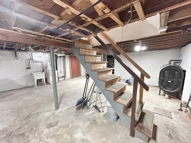 342 Middle Tpke E, Manchester, CT 06040 - basement with oil tank and stairway