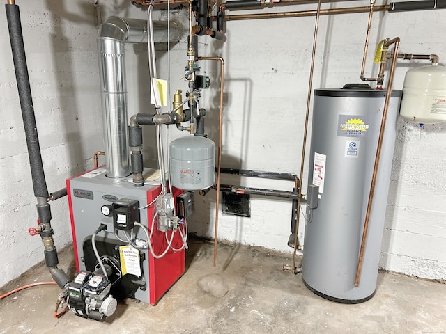 342 Middle Tpke E, Manchester, CT 06040 - utility room featuring water heater and a heating unit