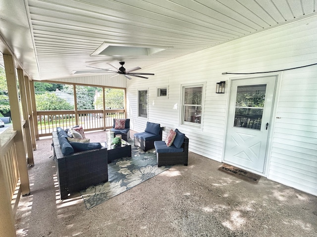 342 Middle Tpke E, Manchester, CT 06040 - view of patio / terrace with an outdoor hangout area and a ceiling fan
