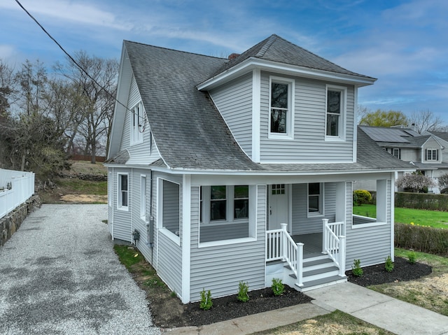 274 High St, Fairfield, CT 06824 - view of front of house with a shingled roof and covered porch