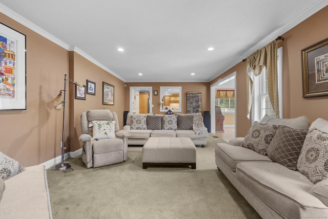 1199 Cornerstone Ct, Cheshire, CT 06410 - living area featuring carpet, recessed lighting, and crown molding