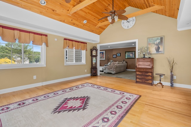 1199 Cornerstone Ct, Cheshire, CT 06410 - bedroom featuring wood finished floors, a wooden ceiling with exposed beams, and high vaulted ceiling