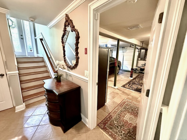 44 Fawn Hill Rd, Shelton, CT 06484 - hall featuring light tile patterned flooring and stairs