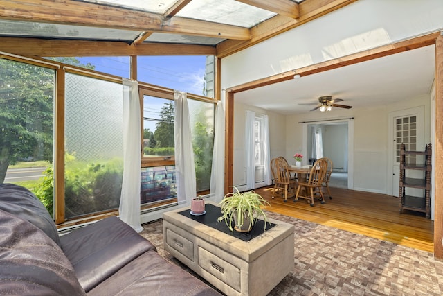 136 Bloomfield Ave, Windsor, CT 06095 - living area featuring wood finished floors, ceiling fan, and baseboard heating