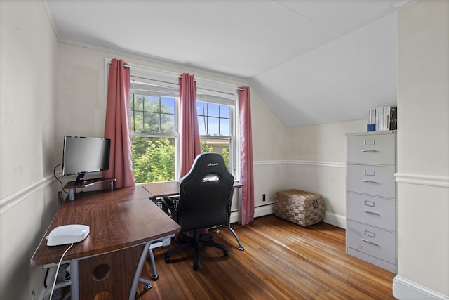 136 Bloomfield Ave, Windsor, CT 06095 - office with wood finished floors, lofted ceiling, and baseboard heating