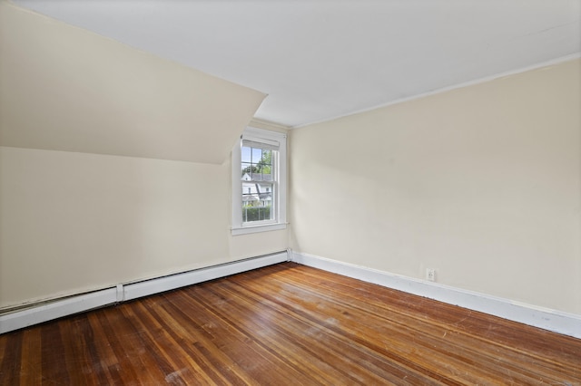 136 Bloomfield Ave, Windsor, CT 06095 - additional living space featuring a baseboard radiator, vaulted ceiling, and wood finished floors