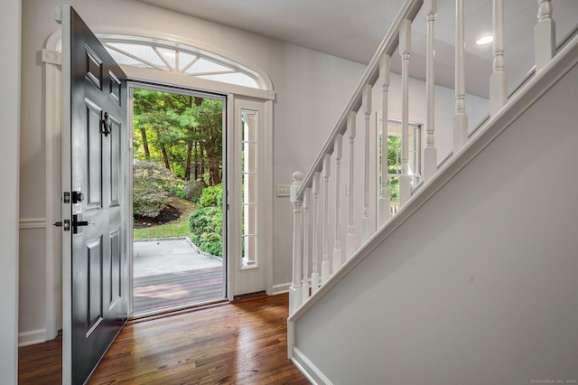 12B Hickory Dr, Greenwich, CT 06831 - foyer featuring stairs, plenty of natural light, and dark wood finished floors