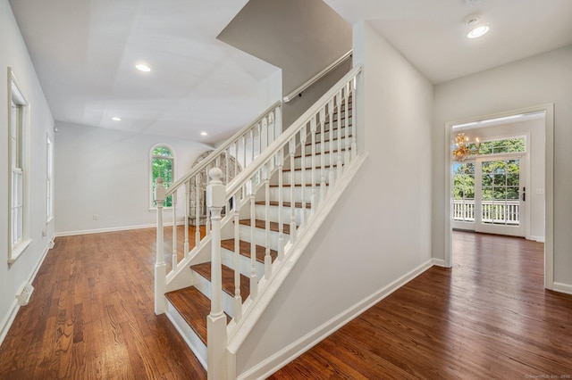 12B Hickory Dr, Greenwich, CT 06831 - staircase featuring wood finished floors and recessed lighting