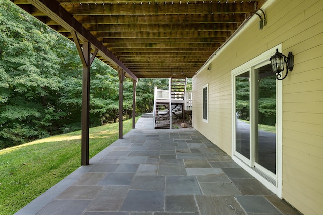 12B Hickory Dr, Greenwich, CT 06831 - view of patio featuring stairway