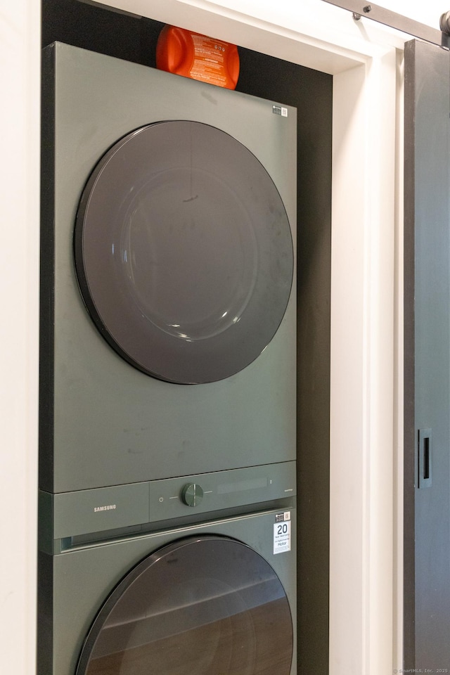 376 Rte 165, Preston, CT 06365 - washroom with estacked washer and dryer