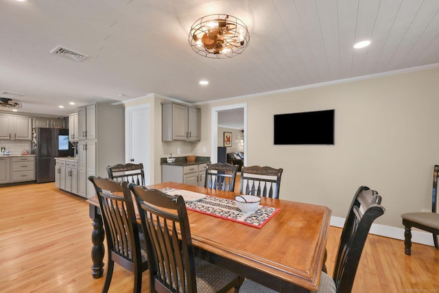 1028 Mountain Rd, Suffield, CT 06093 - dining area with recessed lighting, light wood-type flooring, and ornamental molding