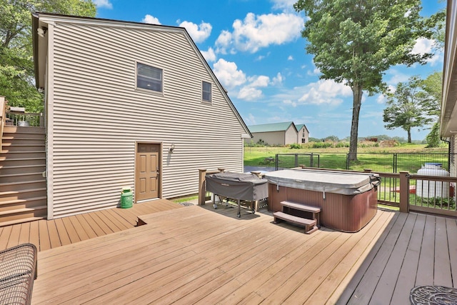 1028 Mountain Rd, Suffield, CT 06093 - wooden deck featuring a hot tub