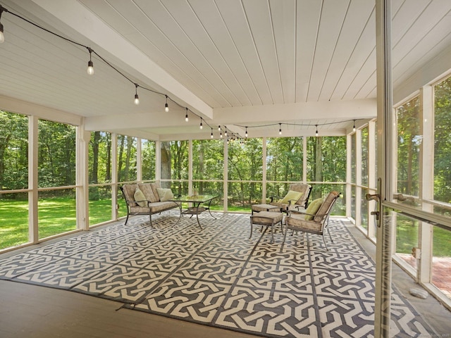 5 September Ln, Weston, CT 06883 - unfurnished sunroom with track lighting, plenty of natural light, and outdoor lounge area