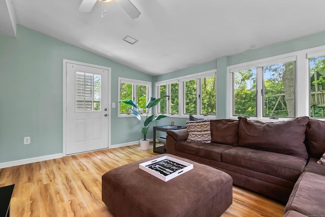 50 Carroll Rd, Hamden, CT 06517 - living area with lofted ceiling, light wood-style floors, and a ceiling fan