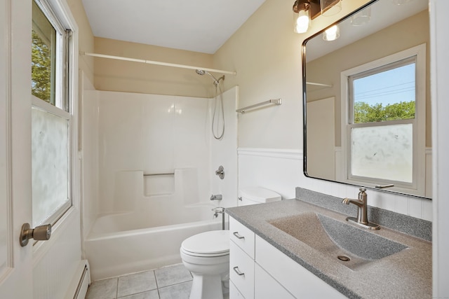 1198 New Haven Ave, Milford, CT 06460 - bathroom with vanity, bathing tub / shower combination, healthy amount of natural light, and tile patterned floors