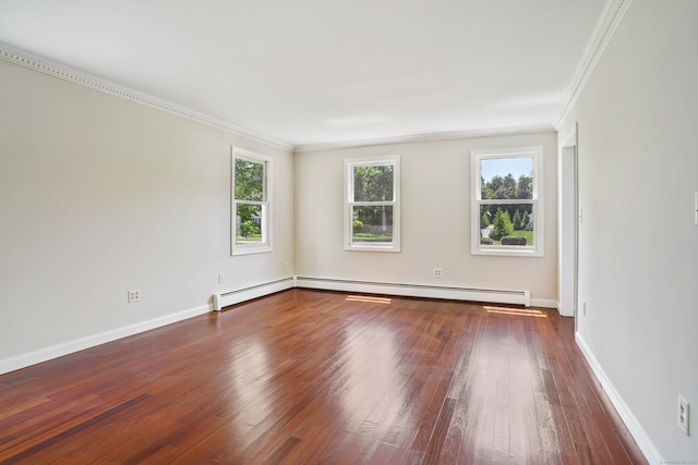 1198 New Haven Ave, Milford, CT 06460 - empty room with crown molding, hardwood / wood-style flooring, and a baseboard radiator