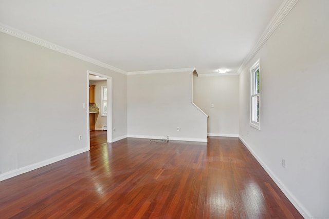 1198 New Haven Ave, Milford, CT 06460 - spare room with wood-type flooring, ornamental molding, and a baseboard radiator