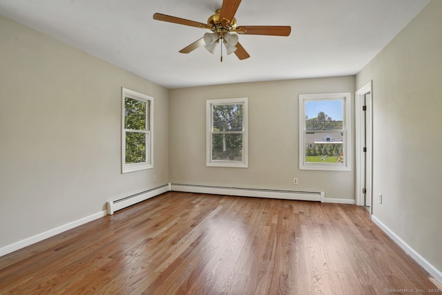 1198 New Haven Ave, Milford, CT 06460 - unfurnished room with wood finished floors, a ceiling fan, and a baseboard heating unit