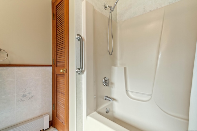 115 Town Farm Rd, East Haddam, CT 06423 - bathroom with radiator, bathtub / shower combination, and a closet