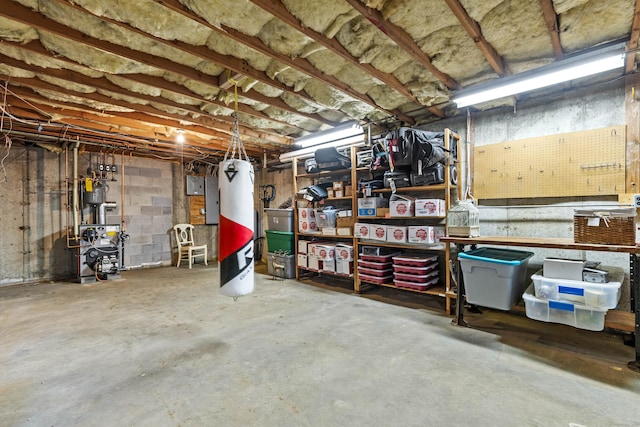 115 Town Farm Rd, East Haddam, CT 06423 - unfinished below grade area with a heating unit and electric panel