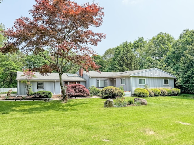 143 Soundview Ave, Shelton, CT 06484 - ranch-style house with a front yard and a chimney