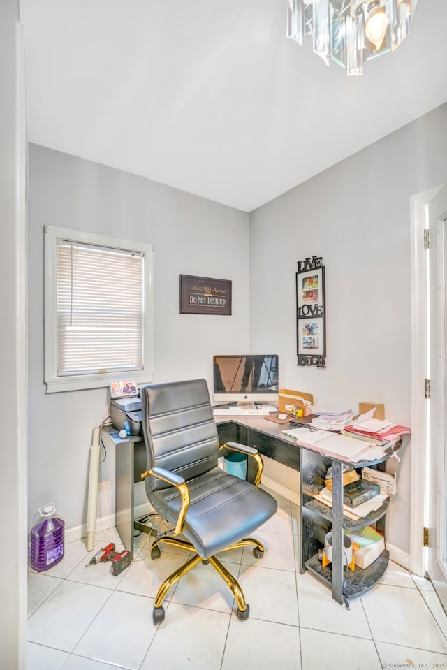 350 S Main St, Naugatuck, CT 06770 - home office featuring a chandelier and tile patterned flooring