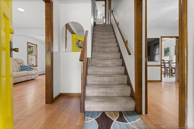 27 Homestead St, Manchester, CT 06042 - staircase with wood-type flooring and a baseboard radiator