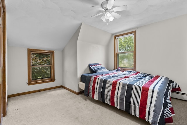 27 Homestead St, Manchester, CT 06042 - carpeted bedroom with lofted ceiling, ceiling fan, and baseboard heating