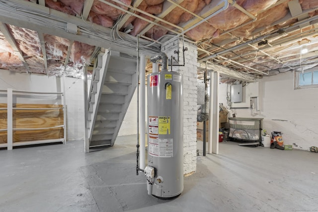 27 Homestead St, Manchester, CT 06042 - below grade area with water heater, electric panel, and stairway