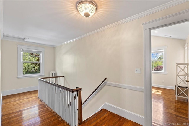 203 Ridgewood Ave, Hamden, CT 06517 - stairway with wood finished floors, plenty of natural light, radiator, and crown molding