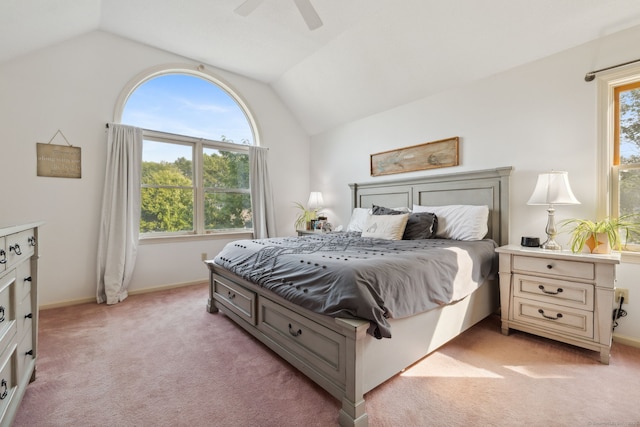 119 NW Dr, Plainville, CT 06062 - bedroom with vaulted ceiling, light colored carpet, and ceiling fan