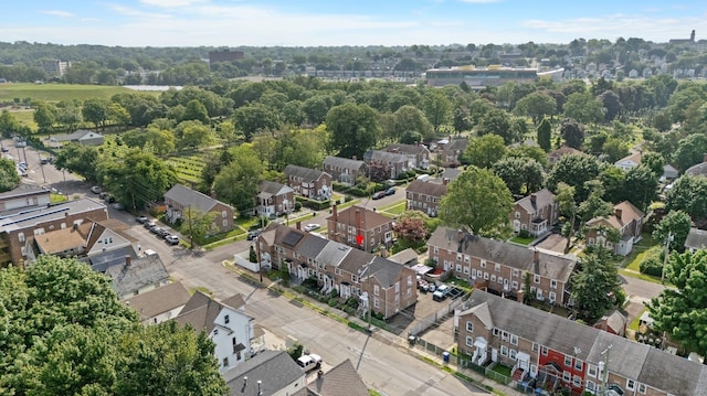 110 Asylum St, Bridgeport, CT 06610 - aerial view of property and surrounding area with nearby suburban area