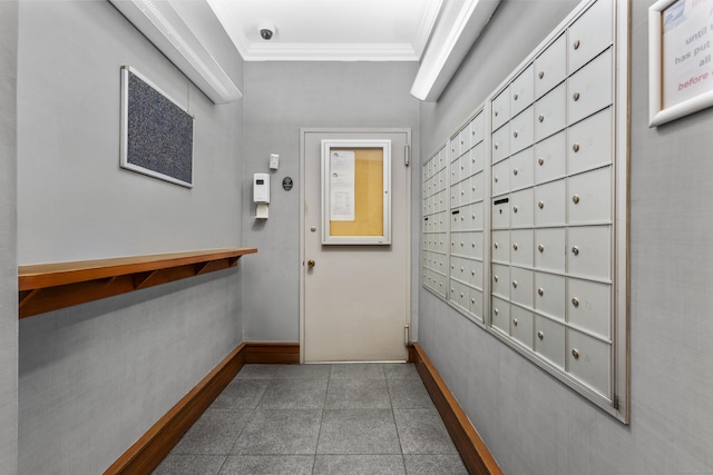 140 Grove St Unit 4F, Stamford, CT 06901 - hall featuring mail area and ornamental molding