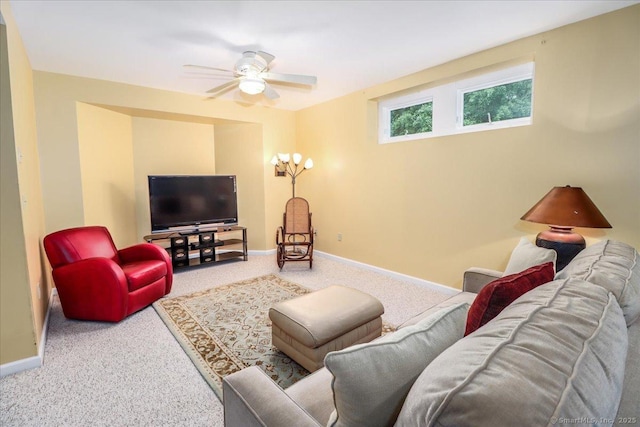 9 Maplewood Dr, Danbury, CT 06811 - carpeted living area featuring baseboards and a ceiling fan