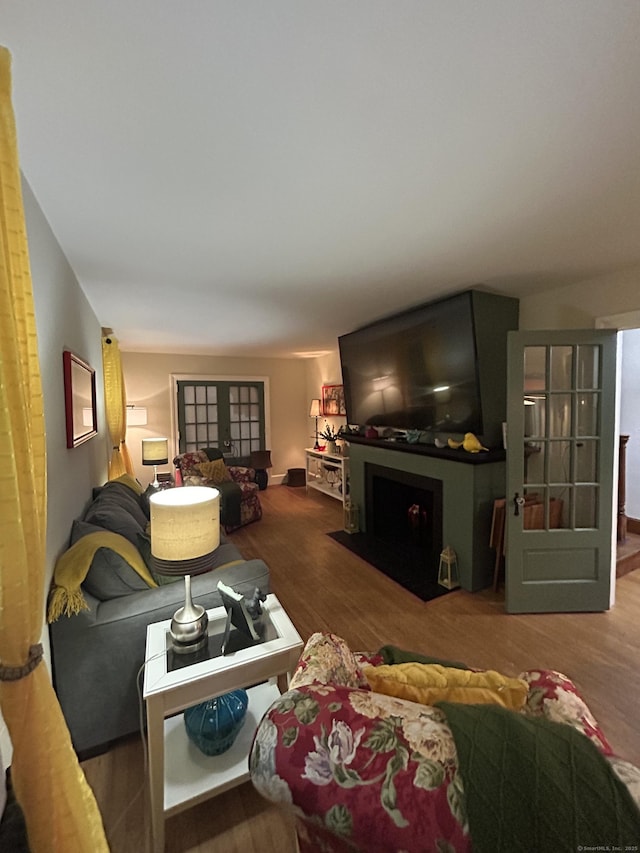 5 Sunnyslope Dr, Middletown, CT 06457 - living room with a fireplace with flush hearth and wood finished floors