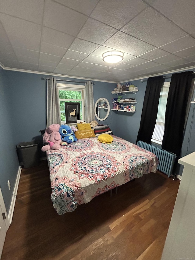 5 Sunnyslope Dr, Middletown, CT 06457 - bedroom featuring wood finished floors, radiator heating unit, and ornamental molding