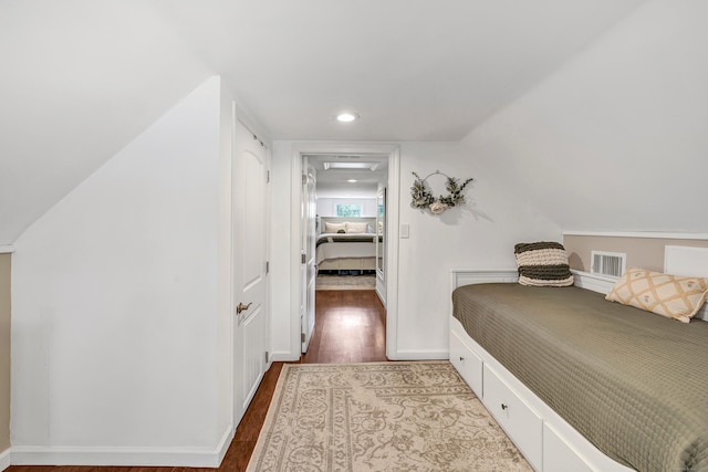 131 Long Hill Cross Rd, Shelton, CT 06484 - bedroom with wood finished floors, vaulted ceiling, and recessed lighting