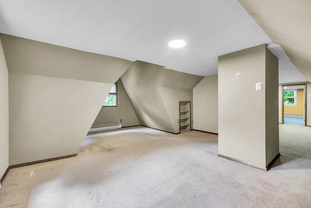 166 S Main St, Marlborough, CT 06447 - additional living space featuring carpet floors, a baseboard heating unit, and vaulted ceiling